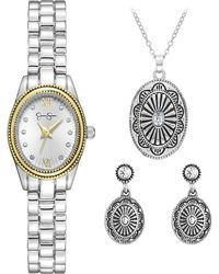 Jessica Simpson - Two-Tone Watch, Pendant & Earrings Set - Lyst
