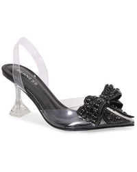 BERNESS - Nina Rhinestone Bow Clear Kitten Heel Pump - Lyst