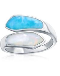 Simona - Larimar & Mother-Of-Pearl Bypass Ring - Lyst
