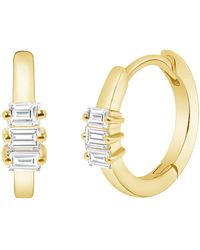 Ron Hami - 14k Gold Diamond Baguette Huggie Hoop Earrings - Lyst