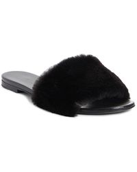 Jenni Kayne Genuine Mink Fur Slide Sandal - Black