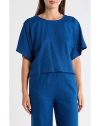 DKNY - Boxy Short Sleeve Linen Blend Top - Lyst