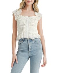 Lush - Frill Sleeve Button Front Blouse - Lyst