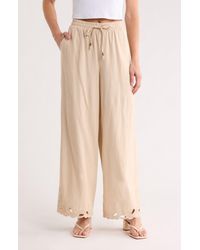 Ellen Tracy - Embroidered Eyelet Hem Wide Leg Pull-On Pants - Lyst