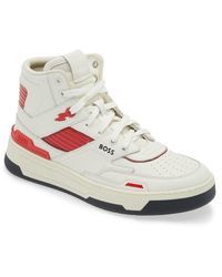 BOSS - Leather High-Top Sneakers - Lyst