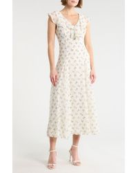Wayf - Ruffle Godet Midi Dress - Lyst