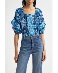 Ramy Brook - Rebeca Mixed Print Cotton Blend Top - Lyst