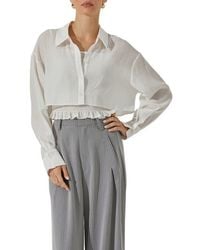 Astr - Crop Button-Up Shirt & Smocked Camisole - Lyst