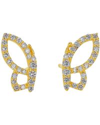 Ron Hami 14k Yellow Gold Pavé Diamond Butterfly Wing Stud Earrings - Metallic
