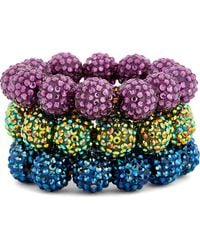 Kenneth Jay Lane - Set Of 3 Pavé Rhinestone Beaded Stretch Bracelets - Lyst