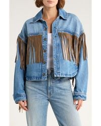 Blank NYC - Western Fringe Denim Jacket - Lyst