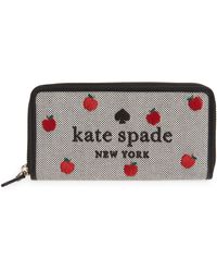 Kate Spade - Embroidered Large Leather Continental Wallet - Lyst