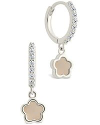 Sterling Forever - Faelina Cubic Zirconia & Star Drop Hoop Earrings - Lyst
