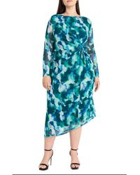 Maggy London - Abstract Print Long Sleeve Asymmetric Knit Dress - Lyst