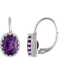 FZN - Sterling Oval Gemstone Drop Earrings - Lyst
