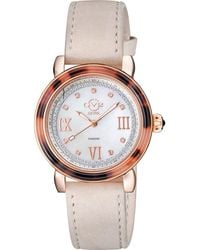 Gv2 - Mother-of-Pearl Diamond Suede Strap Watch - Lyst