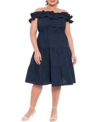 London Times - Ruffle Off The Shoulder Tier Dress - Lyst