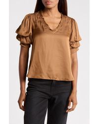 Joie - Ruffle V-Neck Blouse - Lyst