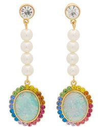Kurt Geiger - Faux Pearl & Crystal Linear Drop Earrings - Lyst