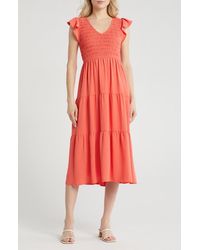 Blu Pepper - Flutter Sleeve Midi Dress - Lyst