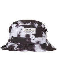 Black WeSC Mens Wasted Youth AOP Bucket HAT one Size