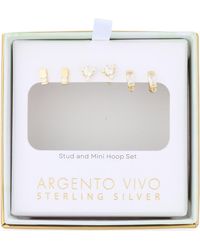 Argento Vivo - Set Of 3 Cubic Zirconia Stud & Front/Back Earrings - Lyst