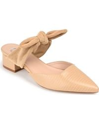 Journee Collection - Lizard-Embossed Leather Block-Heel Mules - Lyst