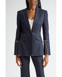 Cinq À Sept - Cheyenne Rhinestone Bow Denim Blazer - Lyst