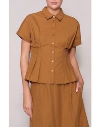 MELLODAY - Godet Short Sleeve Button-Up Shirt - Lyst