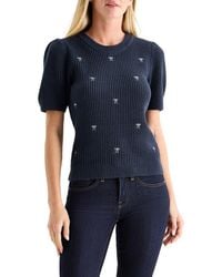 Lucky Brand - Bow Embroidered Short Sleeve Sweater - Lyst