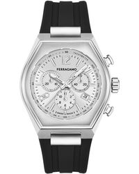 Ferragamo - Tonneau Chronograph Silicone Strap Watch - Lyst
