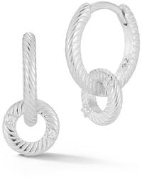 Glaze Jewelry - Cubic Zirconia Link Drop Huggie Hoop Earrings - Lyst