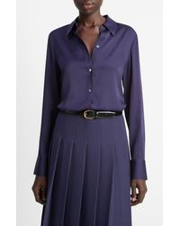 Vince - Silk-Blend Slim Button-Front Blouse - Lyst