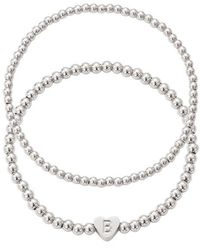 Adornia - Beaded Initial Charm Bracelet Set - Lyst