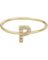 Adornia - Pavé Cz Initial Charm Ring - Lyst