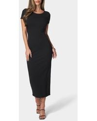 Bebe - Short Sleeve Ribbed Midi Dress - Lyst