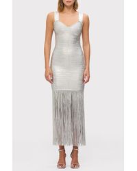 Hervé Léger - The Metallic Alba Fringe Gown - Lyst