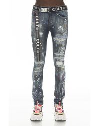 Cult Of Individuality - Punk Belted Distressed Super Skinny Jeans - Lyst