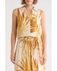 Joie - Palm Print Sleeveless Button-Up Top - Lyst
