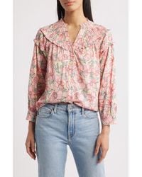 Wit & Wisdom - Floral Print Smocked Yoke Button-Up Top - Lyst