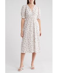 FRNCH - Gabrielle Floral Short Sleeve Button Front Cotton Dress - Lyst