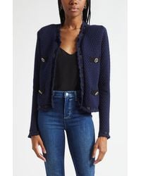 L'Agence - Astor Contrast Trim Cardigan - Lyst