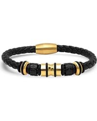 Steeltime - Braided Leather Bracelet - Lyst