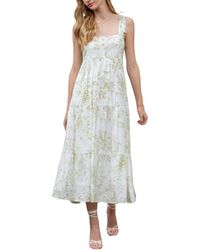 Blu Pepper - Fruit Blossom Tie Strap Tiered Midi Sundress - Lyst