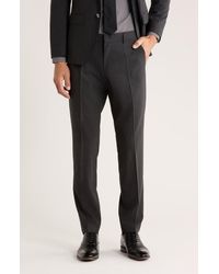 BOSS - Genius Virgin Wool Blend Flat Front Dress Pants - Lyst