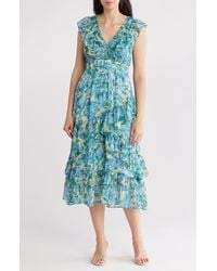 MELLODAY - Floral Flutter Sleeve Tiered Dress - Lyst
