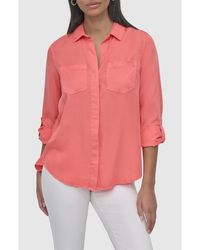 DKNY - Tencel Lyocell Chambray Button-Up Shirt - Lyst