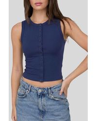 Blu Pepper - Button Down Cotton Jersey Tank - Lyst