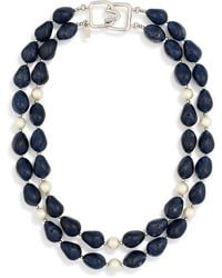 Kenneth Jay Lane - Synthetic Sapphire & Faux Pearl Necklace - Lyst