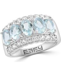Effy - Sterling Aquamarine & Zircon Ring - Lyst